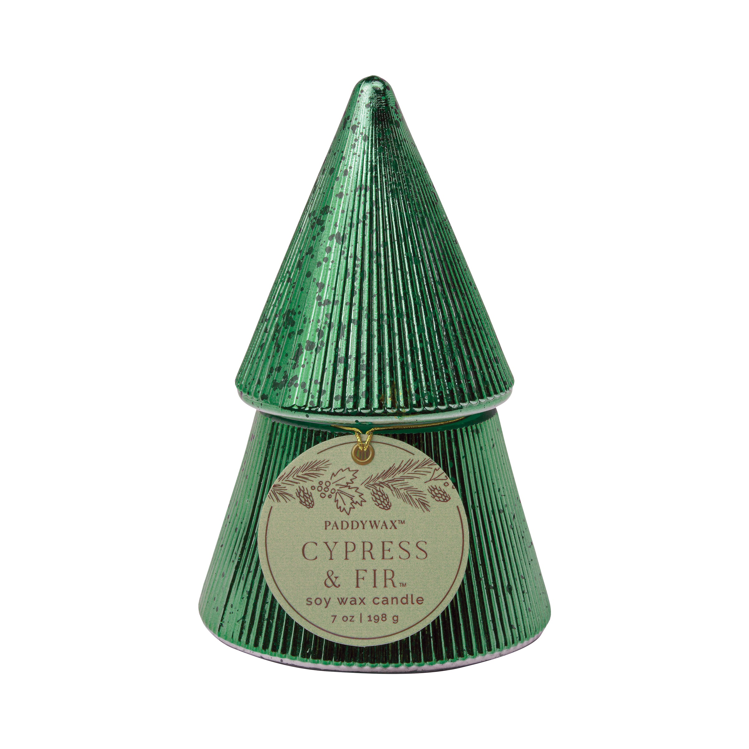 Green Mercury Glass 7-oz Soy Wax Tree Candle, Cypress & Fir